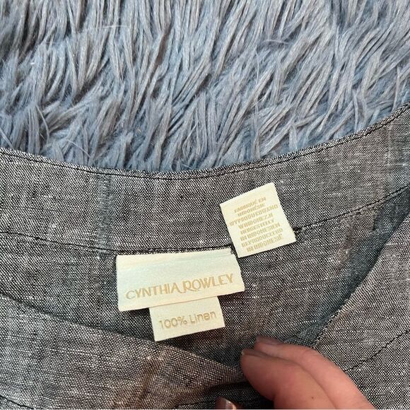 Cynthia Rowley Gray Linen Blouse Top Size 3X - Picture 3 of 6